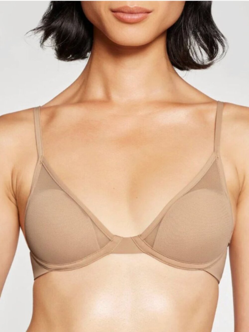 PEPPER Classic All You Bra in Buff Beige - Size 30A Neutral Mesh Minimalist